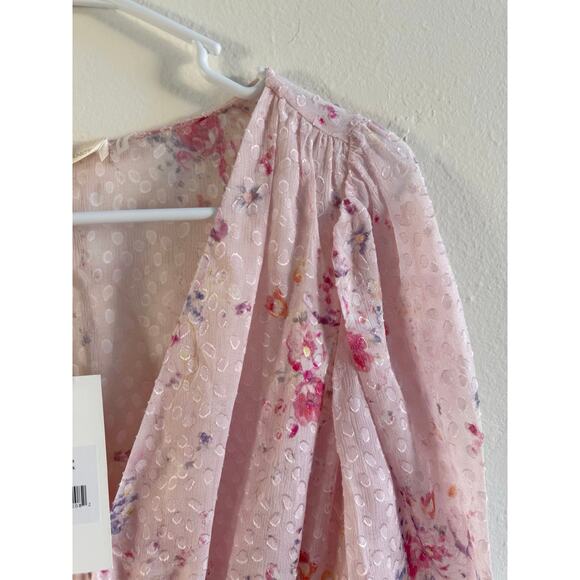 LoveShackFancy NWT Siriana Petite Mini Dress Light Pink Floral Silk-Blend - Picture 5 of 16